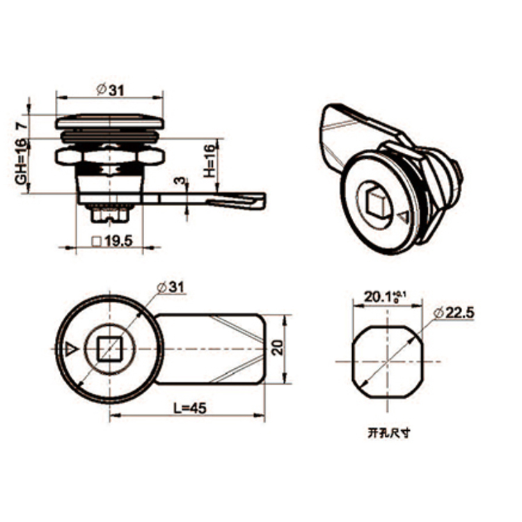 Lock Verktygstyp Cam Lock-A6018
